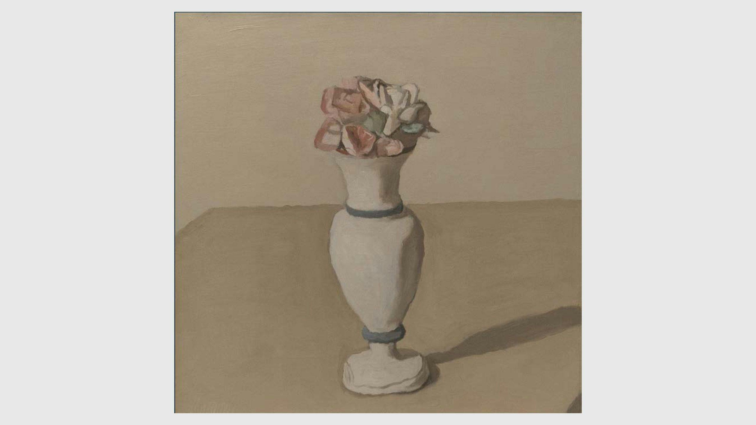 A painting by Giorgio Morandi, titled Fiori (Flowers), dated 1952